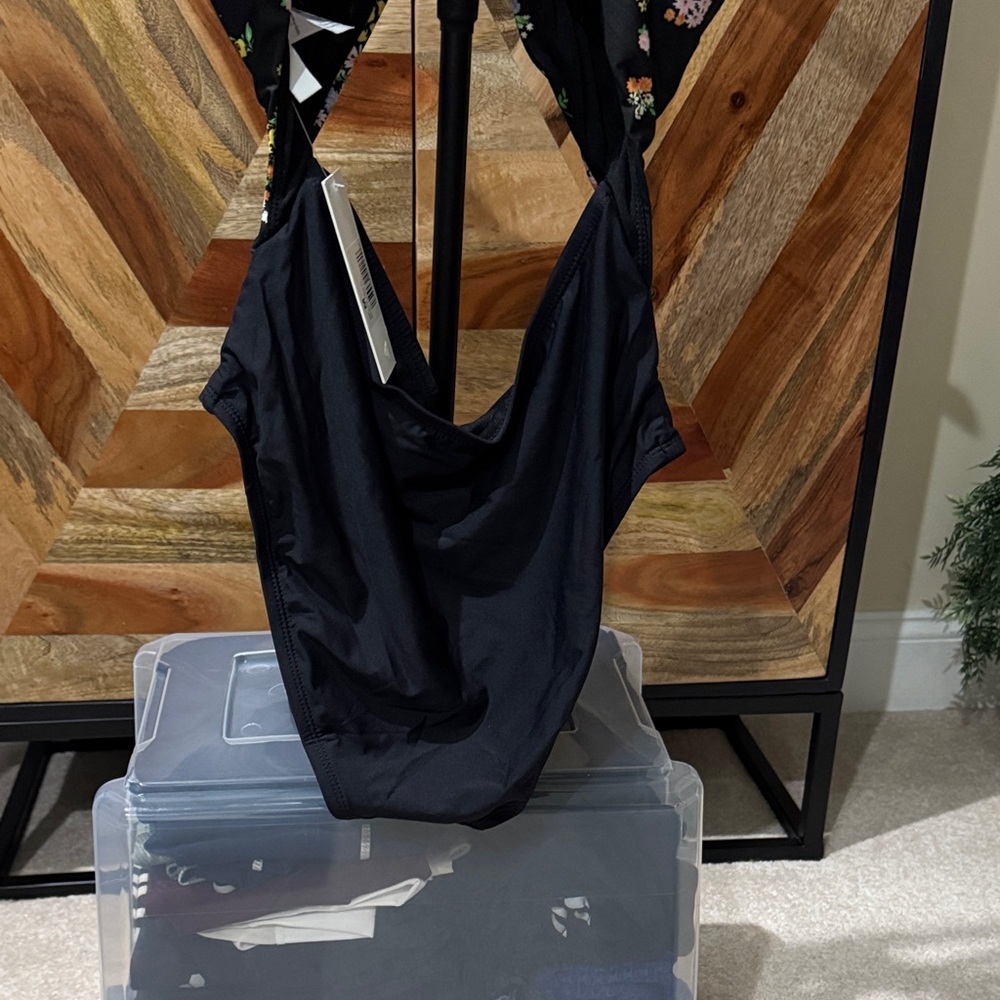 Floral Black One-Piece Swimsuit NWT - Picture 2 of 7